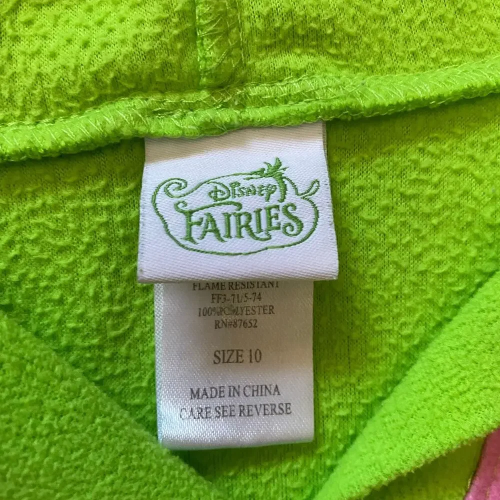 Disney Fairies Tinker Bell 2012 Hooded PJ Sleep Gown Dress Kids Sz 10 - Picture 6 of 10